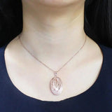 Purple Plated 14K Rose Double Hollow Oval Pendant Necklace