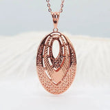 Purple Plated 14K Rose Double Hollow Oval Pendant Necklace