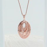Purple Plated 14K Rose Double Hollow Oval Pendant Necklace