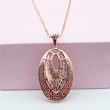 Purple Plated 14K Rose Double Hollow Oval Pendant Necklace