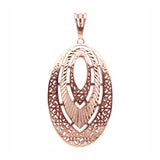 Purple Plated 14K Rose Double Hollow Oval Pendant Necklace