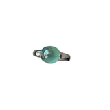 Silver Inlaid Ice Chalcedony Round Bead Glossy Ring for Women