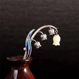 Silver Hetian Jade Lily of the Orchid Hair Jewelry for Hanfu