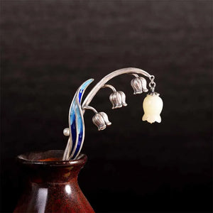 Silver Hetian Jade Lily of the Orchid Hair Jewelry