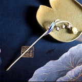 Silver Hetian Jade Orchid Hair Jewelry for Hanfu