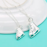 Skates Pendant Solid Silver Short Necklace for Women