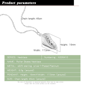 Skates Pendant Solid Silver Short Necklace for Women