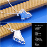 Skates Pendant Solid Silver Short Necklace for Women