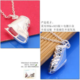 Skates Pendant Solid Silver Short Necklace for Women