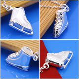 Skates Pendant Solid Silver Short Necklace for Women