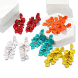 Red Acrylic Flower Drop Earrings Vintage Jewelry for Halloween Party