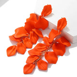 Red Acrylic Flower Drop Earrings Vintage Jewelry for Halloween Party
