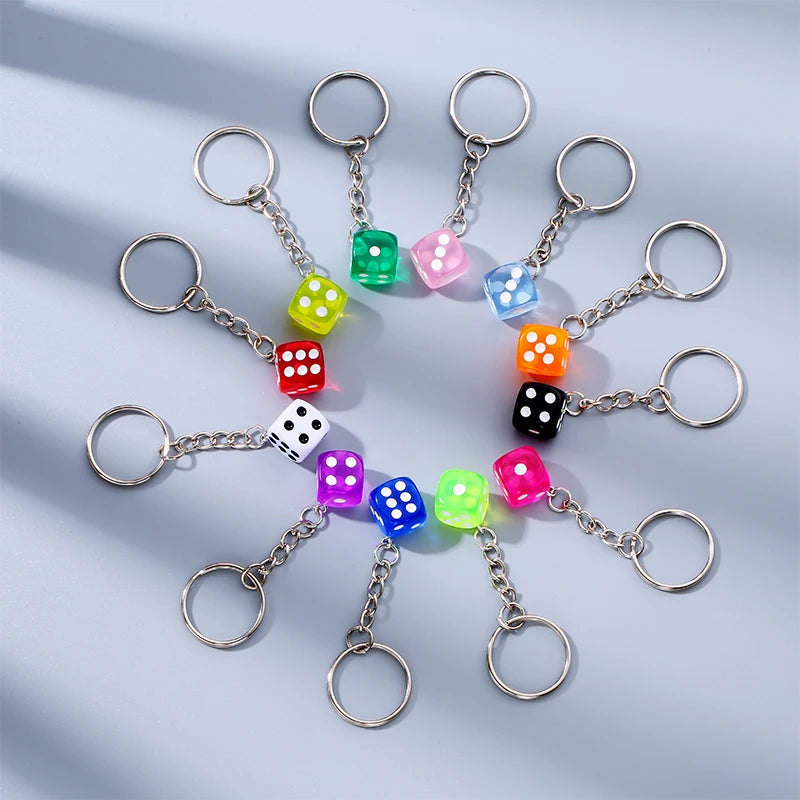 Resin Dice Key Ring Mini Mahjong Bag Charm