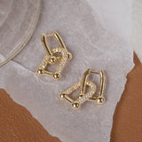 Lock Double Square Earrings 14K Real Copper Zircon Women Earrings