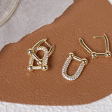Lock Double Square Earrings 14K Real Copper Zircon Women Earrings