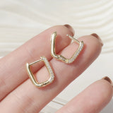 Sparkling Zircon Square Earrings in 14K Copper