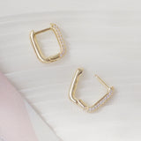 Sparkling Zircon Square Earrings in 14K Copper