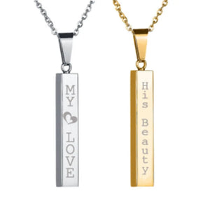 Glossy Wishing Pillar Necklace for Couples - Stainless Steel Pendant