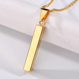Glossy Wishing Pillar Necklace for Couples - Stainless Steel Pendant