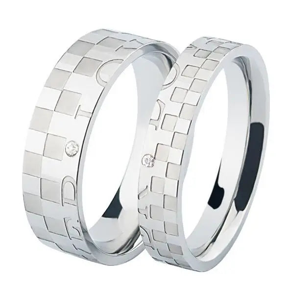 Stainless Steel Small Squares Couple Rings
