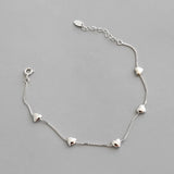 925 Silver Heart Box Chain Bracelet For Women Fine Jewelry Gift