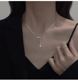 Geometric Water Drop Tassel Necklace Zircon Pendant