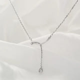 Geometric Water Drop Tassel Necklace Zircon Pendant
