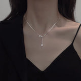 Geometric Water Drop Tassel Necklace Zircon Pendant