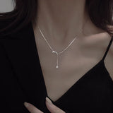 Geometric Water Drop Tassel Necklace Zircon Pendant