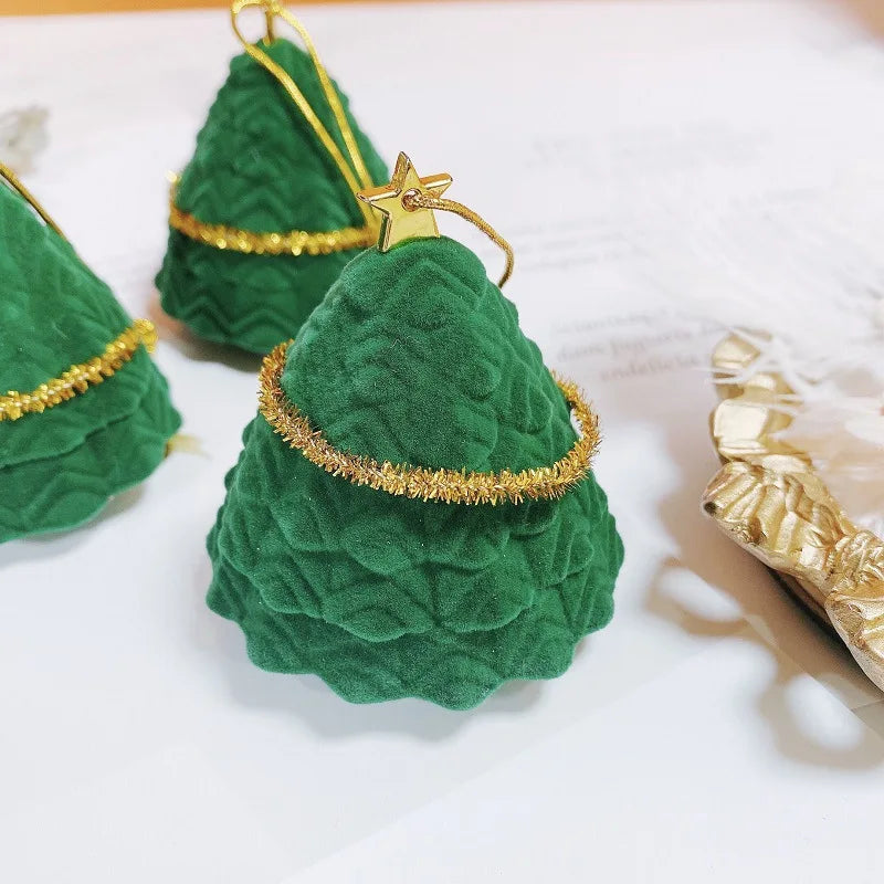 Christmas Tree Shaped Lanyard Ring Box Earring Ring Storage Organizer