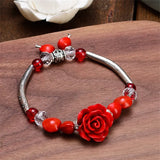 Cinnabar Red Bean Tibetan Silver Bracelet Bangle