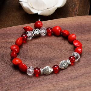 Cinnabar Red Bean Tibetan Silver Bracelet Bangle