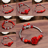 Cinnabar Red Bean Tibetan Silver Bracelet Bangle