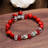Cinnabar Red Bean Tibetan Silver Bracelet Bangle