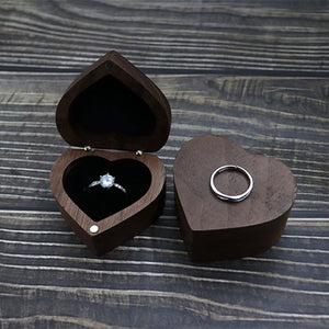 Heart-shaped Wooden Ring Box Jewelry Organizer