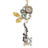 Mechanical Pendant Necklace Green Zircon Stone Punk Chains