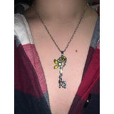 Mechanical Pendant Necklace Green Zircon Stone Punk Chains