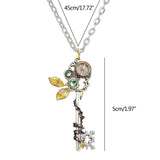 Mechanical Pendant Necklace Green Zircon Stone Punk Chains