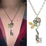 Mechanical Pendant Necklace Green Zircon Stone Punk Chains