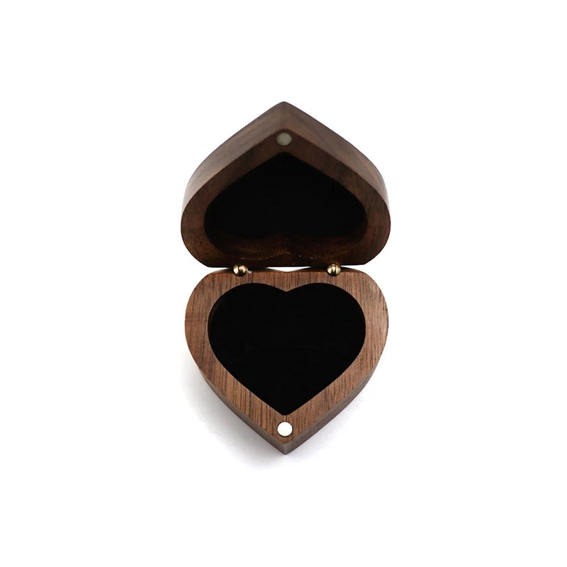 Heart-shaped Proposal Ring Wooden Storage Box