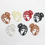 50pcs Rubber Paint Pretty Girls Heads Alloy Charms for DIY Jewelry