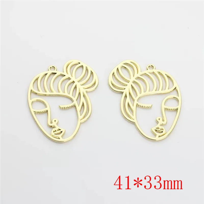 50pcs Rubber Paint Pretty Girls Heads Alloy Charms for DIY Jewelry