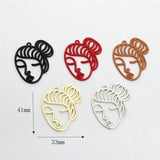 50pcs Rubber Paint Pretty Girls Heads Alloy Charms for DIY Jewelry