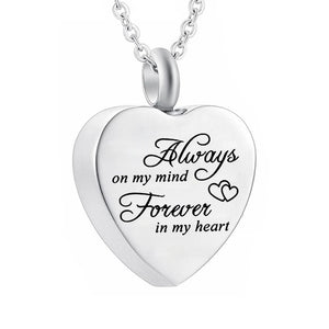 Always on My Mind Forever in My Heart Memorial Keepsake Pendant