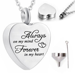 Always on My Mind Forever in My Heart Memorial Keepsake Pendant