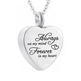 Always on My Mind Forever in My Heart Memorial Keepsake Pendant