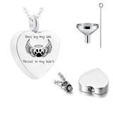 Pet Cremation Heart Jewelry Stainless Steel Urn Box Dog Paw Angel Wing Souvenir