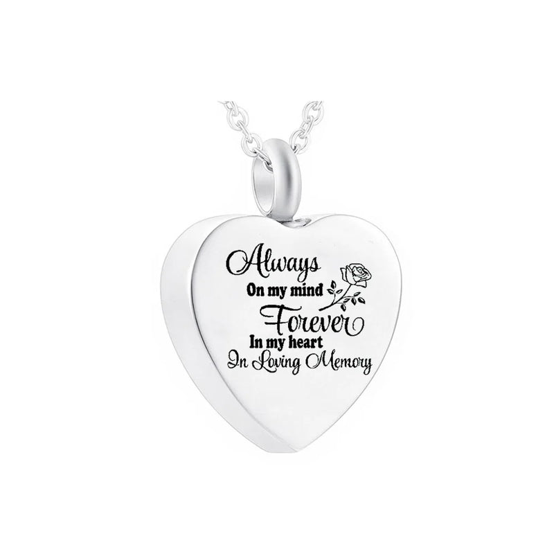 Stainless Steel Cremation Heart Jewelry Urn Pendant