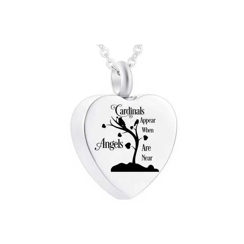 Tree of Life Cremation Urn Necklace - Stainless Steel Heart Jewelry