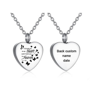 Butterfly Heart Locket Pendant Cremation Jewelry Ash Urn Necklace